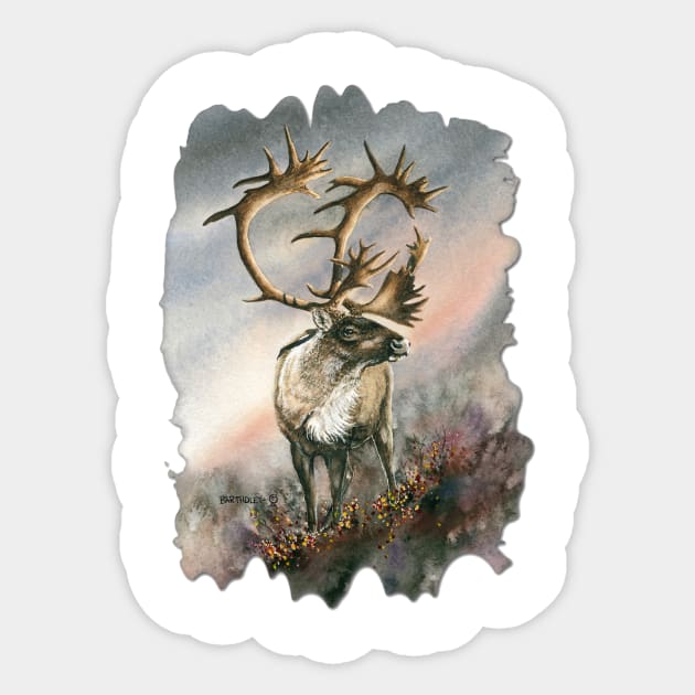 caribou Sticker by Dave Bartholet Wildlife Art